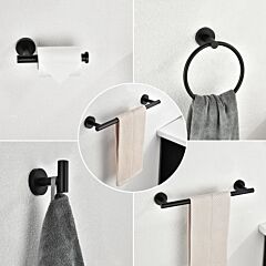 6 Piece Stainless Steel Bathroom Towel Rack Set Wall Mount Rt - Black