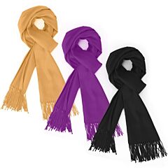 3pcs Artificial Cashmere Scarves With Fringed Edges Shawl Warm Soft Winter Wrap - Purple/lint/black