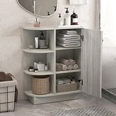 Open Style Shelf Cabinet With Adjustable Plates Ample Storage Space Easy To Assemble, Gray - Grey