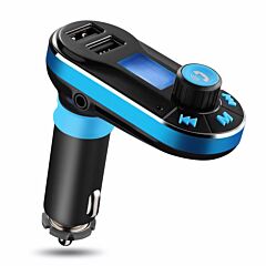 Car Wireless Fm Transmitter Dual Usb Charger Hands-free Call Mp3 Player Aux-in Led Display Remote Controller - Blue