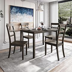 5-piece Kitchen Dining Table Set Wood Table And Chairs Set For Dining Room (gray) - Gray