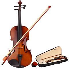 New 4/4 Acoustic Violin Case Bow Rosin Natural - Brown