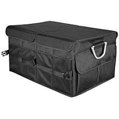 Car Trunk Organizer Collapsible Multi-compartments Storage Cargo Box/ Cover Nonslip Bottom - Black