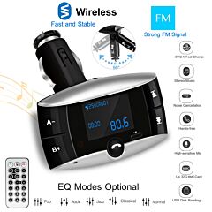 Car Wireless Fm Transmitter Usb Charger Hands-free Call Mp3 Player Sd Card Reading Aux-in Led Display - Black