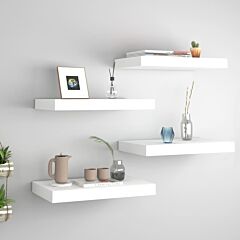 Floating Wall Shelves 4 Pcs White 15.7"x9.1"x1.5" Mdf - White