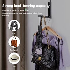 Home Kitchen And Bathroom Shrink Clothes Hook Hanger Door Hanger Trousers Rack Extension Hanger Indoor Drying Rack[comes With Four Hooks And Non-slip Stickers] - Black