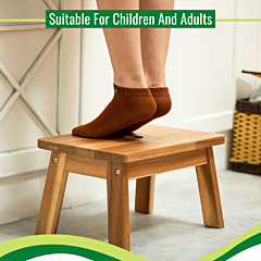 Acacia Rectangle Kid Step Stool Best Ideas For Your Children When Brush Teeth, Wash Hands, Get Into Bed Independently, Natural Color - Natural