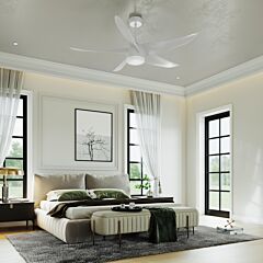 60 Inch Ceiling Fans With Integrated Led Light, Remote Control And Dc Moter, White - White