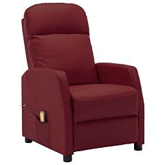 Massage Reclining Chair Wine Red Faux Leather - Red