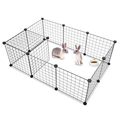 Pet Playpen, Small Animal Cage Indoor Portable Metal Wire Yard Fence For Small Animals, Guinea Pigs, Rabbits Kennel Crate Fence Tent Yf - Black