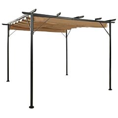 Pergola With Retractable Roof Taupe 118.1"x118.1" Steel 180 G/m? - Taupe