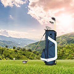 6 Hole Multi-function Bracket Golf Bag Blue And White - Blue And White