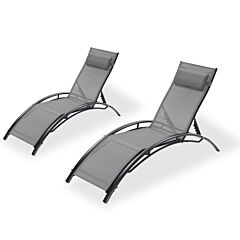 2pcs Set Chaise Lounges Outdoor Lounge Chair Lounger Recliner Chair For Patio Lawn Beach Pool Side Sunbathing - As Pic