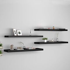 Floating Wall Shelves 4 Pcs Black 35.4"x9.3"x1.5" Mdf - Black