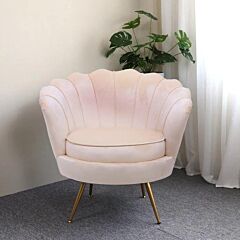 Sr Chairs, 32.3'' Wide Tufted Velvet Barrel Chair - Beige Velvet