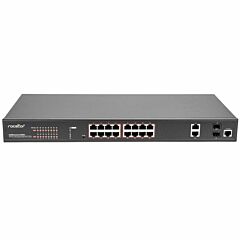 Rocstor SolidConnect SCM20 16-Port PoE+ Gigabit Managed Switch with 2 Gigabit RJ45 & 2 SFP Ports (Y10S010-B1)