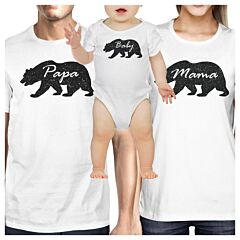 Papa Bear Mens White Graphic T-Shirt Matching Outfits For Family