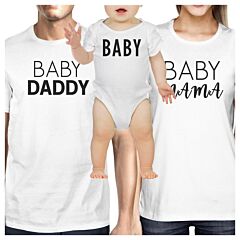 Baby Daddy Mens White Graphic T-Shirt Matching Outfits For Family