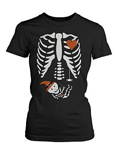 Halloween Pregnant Skeleton Wizard Witch Baby T-shirt Maternity Themed