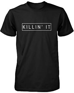 Killin' It Men's Graphic Shirts Trendy Black T-shirts Cute Short Sleeve Tees