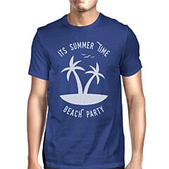 It's Summer Time Beach Party Mens Royal Blue Shirt