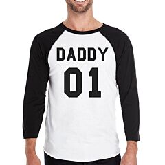 Daddy01 Mommy01 Kid01 Baby01 Pet01 Mens Black And White Baseball Shirt