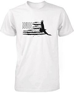 Funny Graphic Statement Mens White T-shirt - US Flag with An Eagle