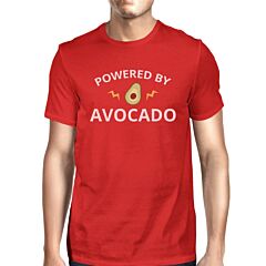 Powered By Avocado Red Unique Graphic Summer Cotton Shirt For Men