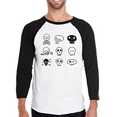 Skulls Mens Black And White Baseball Shirt