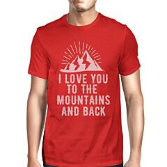 Mountain And Back Men's Red Crew Neck T-Shirt Gift Ideas For Dads