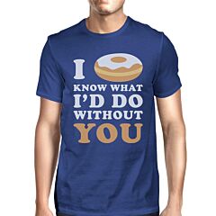 I Doughnut Know Men's Blue Round Neck T-Shirt Trendy Graphic Top