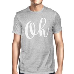 Oh Man's Heather Grey Top Short Sleeve Typographic T-shirt