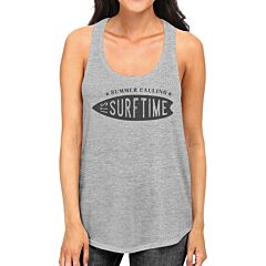 Summer Calling It's Surf Time Womens Grey Tank Top