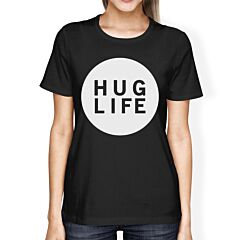 Hug Life Women's Black T-shirt Short Sleeve Simple Graphic Shirt