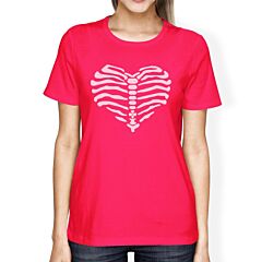 Skeleton Heart Womens Hot Pink Shirt