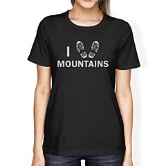 I Heart Mountains Womens Black Short Sleeve Shirt For Hiking Lovers