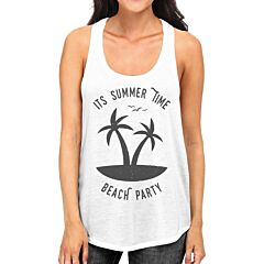 It's Summer Time Beach Party Womens White Tank Top