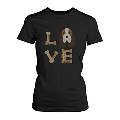 Basset Hound LOVE Women's T-shirt Cute Tee for Dog Owner Puppy Print Shirt