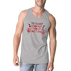 Scary Without A Costume Bloody Hands Mens Grey Tank Top
