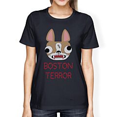 Boston Terror Terrier Womens Navy Shirt
