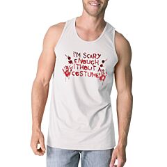 Scary Without A Costume Bloody Hands Mens White Tank Top
