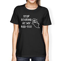 Stop Staring At My Boo-Tee Ghost Womens Black Shirt