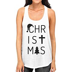 Christmas Letters Womens White Tank Top