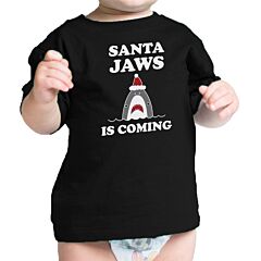 Santa Jaws Is Coming Baby Black Shirt