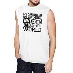 The Most Awesome Dad Men's White Unique Design Sleeveless Tanks