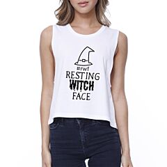 Rwf Resting Witch Face Womens White Crop Top