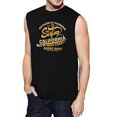 Authentic Summer Surfing California Mens Black Muscle Top
