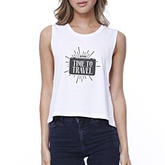 Time To Travel Womens White Crop Top