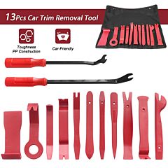 13 Pcs Car Trim Removal Tool Auto Door Panel Clip Dash Plastic Interior Radio Body Open Pry Kit - Red